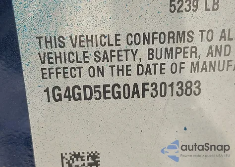 2010 Buick Lacrosse Cxl из США, поврежденный, VIN 1G4GD5EG0AF301383